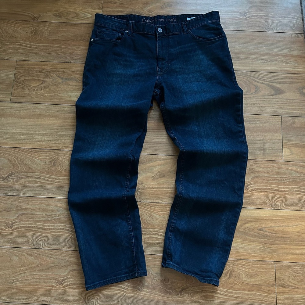 Calvin Klein Jeans Slim Straight Dark Wash Blue Sz 36 x 30